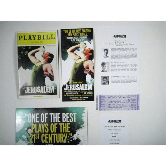 Jerusalem Playbill 2011 The Music Box Ticket Flyer Mark Rylance John Gallagher - Picture 1 of 11